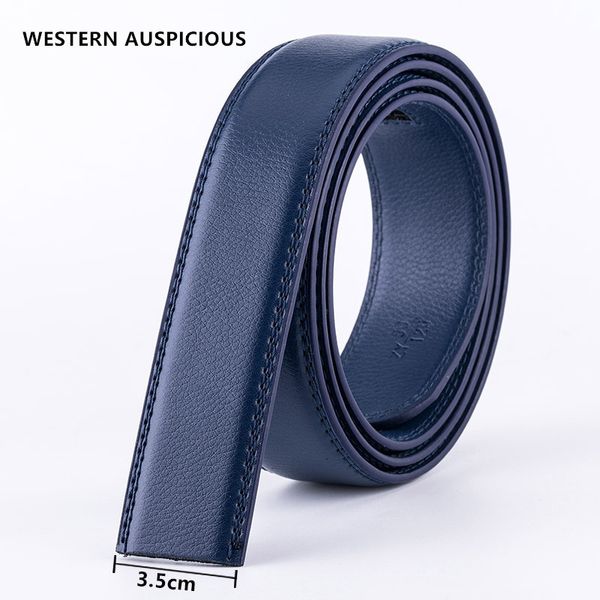 

western auspicious no 3.5cm cowskin genuine leather belt men without automatic buckle strap blue red coffee brown, Black;brown