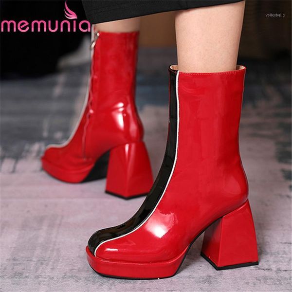 

memunia 2020 genuine leather boots extreme high heels square toe women boots fashion mixed colors winter ankle1, Black