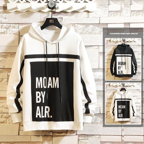 

print hoodie sweatshirt men 2020 spring autumn fashion pullover hooded sweatshirt solid streetwear hombre plus size m-4xl1, Black