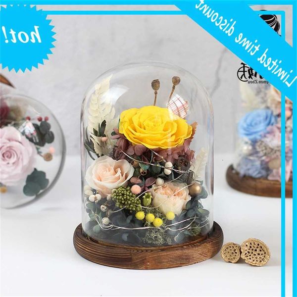 

eternal rose with lamp glass cover home feelings decoration diy girl gift
