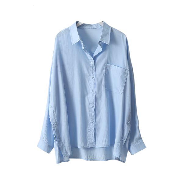 

2021 new altering fashion two sides split button sun protection korean manga solid color female shirt s5h3, White