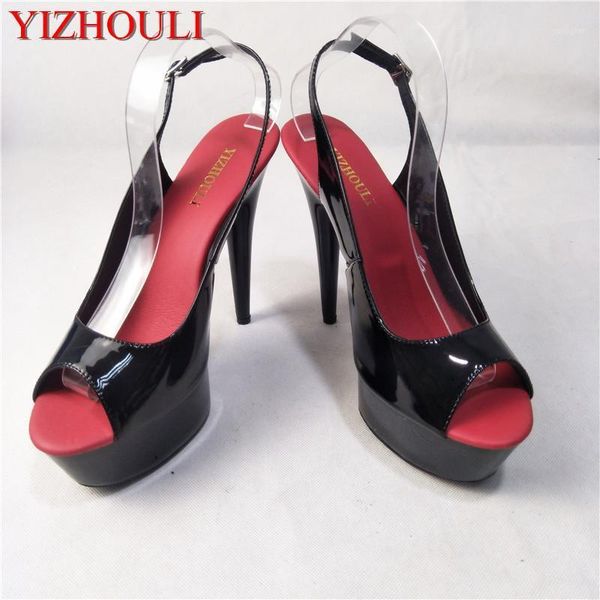 

dress shoes 15cm high-heeled formal open toe sandals sling peep-toe platform with stiletto heel1, Black