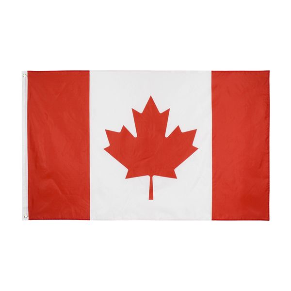 Fly Breeze 3x5FT 2X3FT 90X160CM 60X90CM Foot Canada Flag Header Bandiere nazionali canadesi a doppia cucitura Banner utilizzato per la decorazione domestica del festival 3 X 5 2X3 Ft