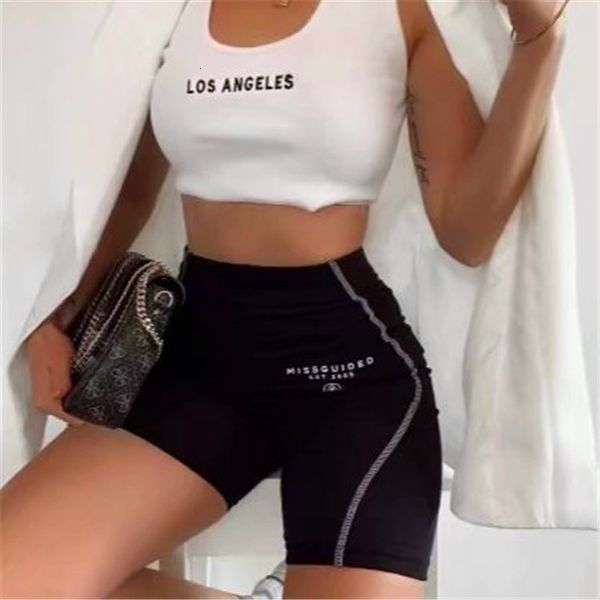 

fitness yoga shorts women's 2020 summer letter print high waist leggings tight cycling capris, Black