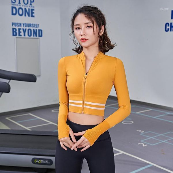 

yoga outfits sports coat female ins tide autumn and winter short tight casual running training fitness clothing1, White;red