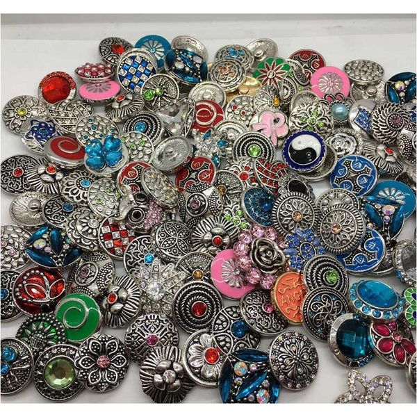 

100pcs lot 18mm snaps charm mixed style 18mm interchangeable button fit for ginger snaps fashion jewelry voenh, Golden;silver