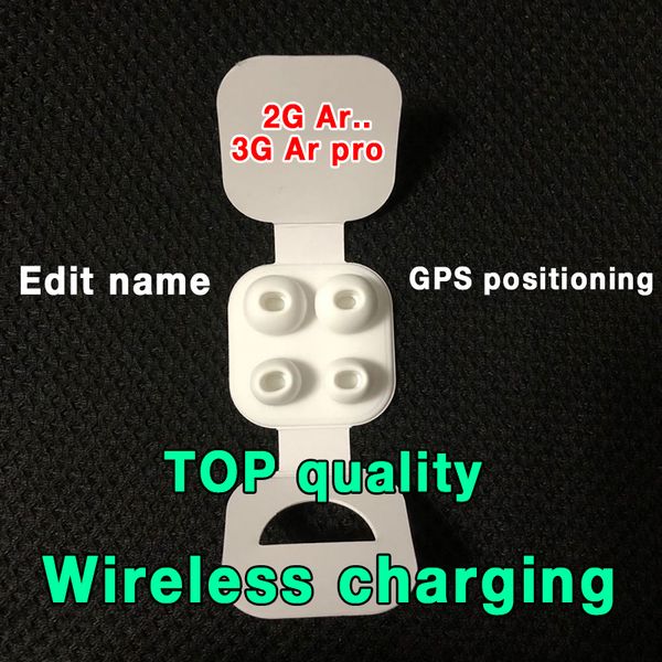 

100pcs air ap2 ap3 pro gps positioning wireless charging bluetooth headphones earphones with valid serial number