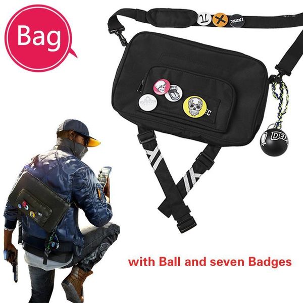 

watch dogs 2 costume a bag marcus holloway cosplay accessories bags a bag of mark game for halloween party outfit badge1, Black;red