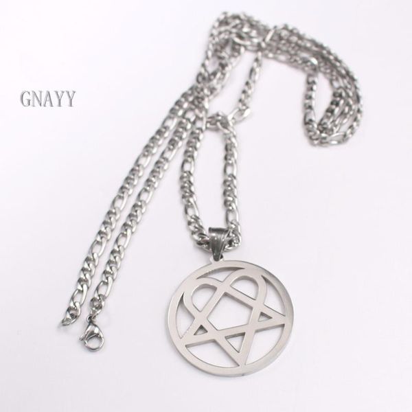 

chains punk jewelry him necklace stainless steel heartagram pendant merch logo symbol 24" curb chain, Silver