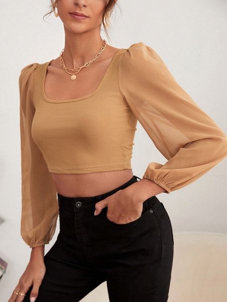 

lantern sleeve crop z067#, White