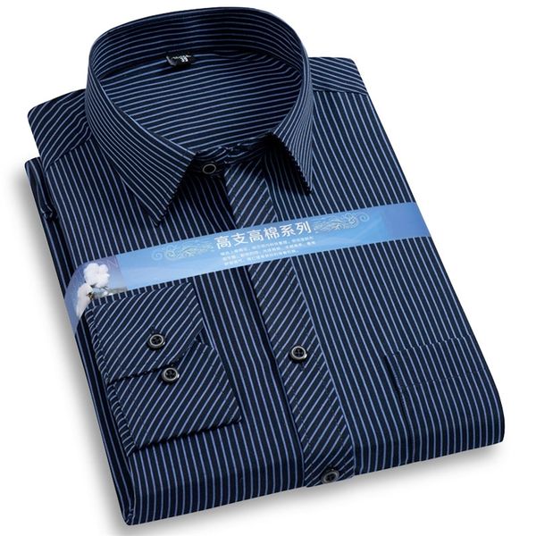 

plus size mens striped dress shirts formal fashion social long sleeved business work smart casual shirt for man clothing 220312, White;black