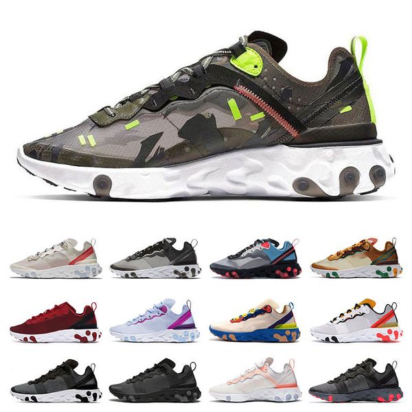 

2020 racet element 87 55 running shoes for men light bone triple black solar gym red womens sports sneakers trainers size 36-45