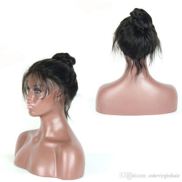 

new arrival 360 lace frontal human hair wigs with 360 full around baby hair body wave pre plucked brazilian peruvian malaysian wigs, Black;brown