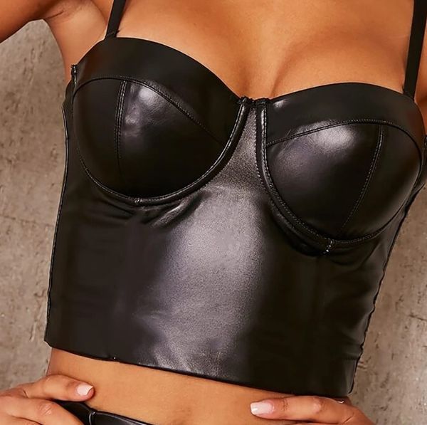 

da 2478b 2020 inside and outside wear pu sling tube top, White;black