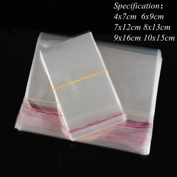 

100pcs transparent self adhesive seal small jewelry packaging cellophane opp gift bags dustproof reclosable candy bag