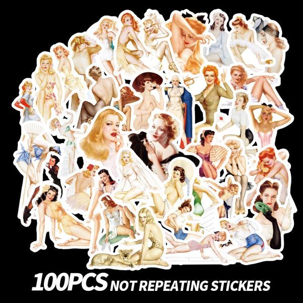 

100pcs lot retro beauty girls stickers waterproof for lapmotorcycle skateboard luggage furnitur decal toys sticker pack wmtdus