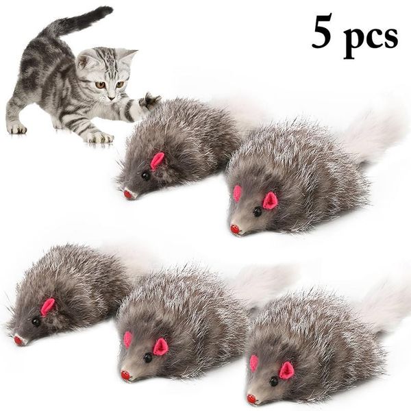 

5pcs furry plush cat toy soft solid interactive mice mouse toys for cats funny kitten toy pet cats training game cat qylnmc