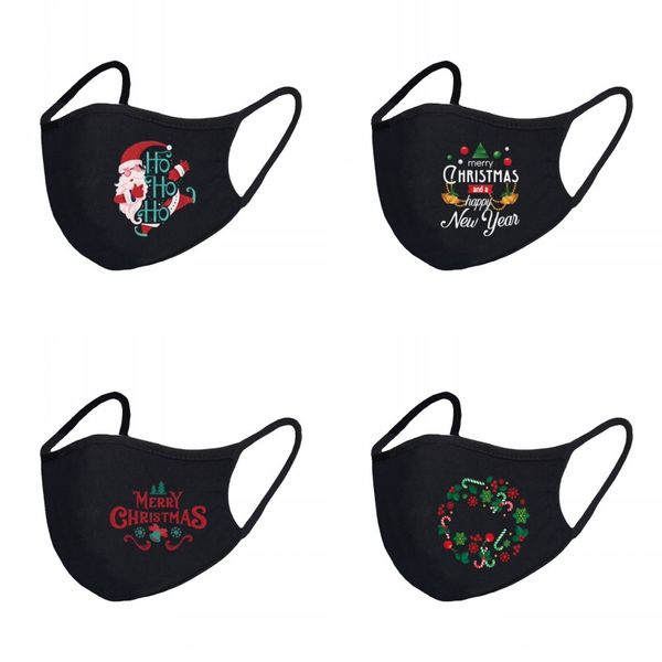 

merry christmas black face mask happy new year pattern men women fashion washable mouth masks ventilation dustproof 2 2qca j2