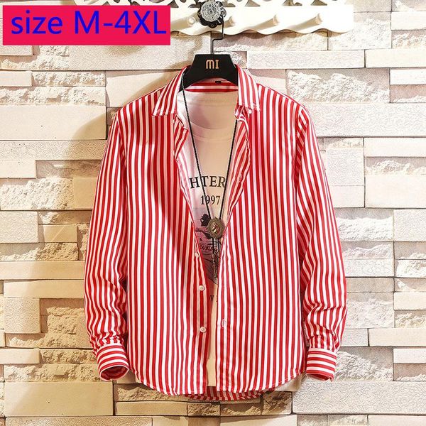 

new arrival fashion men long sleeved shirt stripe fashion bottomed handsome casual shirts single breasted plus size -2xl3xl4xl, White;black