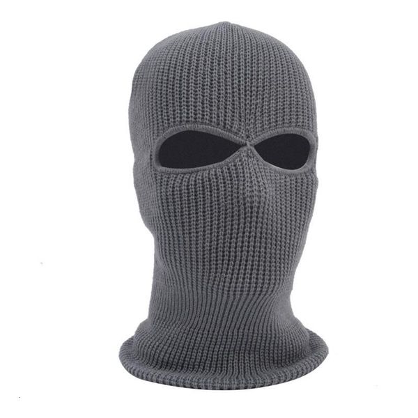 

2-hole knit ski mask balaclava hat winter full face cover neck gaiter beanie cap xx9d, Silver
