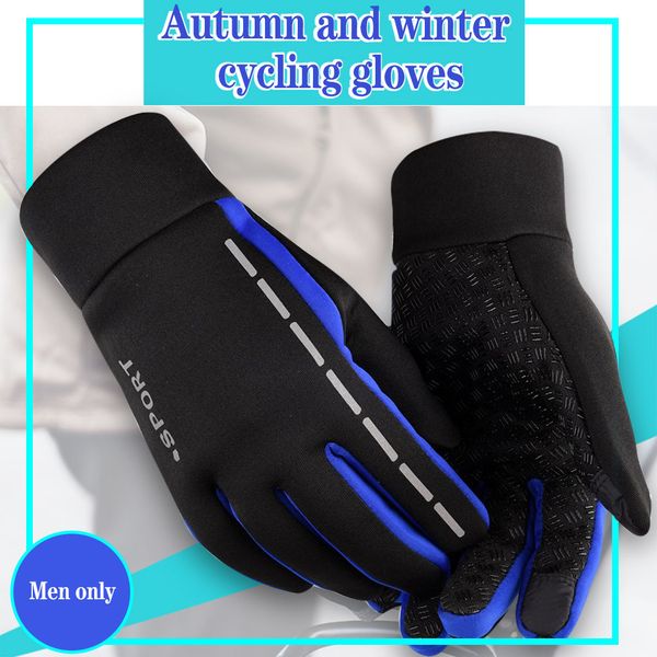 

мода мужчины велоспорт keep warm точка finger зимний sprot перчатки экрана ветрозащитный антифриз перчатки handschoenen # 3, Blue;gray