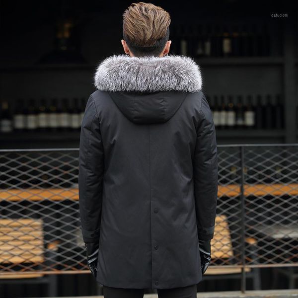 

real mink liner winter natual jacket men fur collar mens coat parka male warm luxury coats p-meb7135-1 kj8041, Black