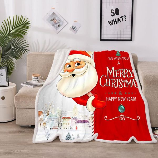 

home fashion christmas cashmere blanket baby double thicken blanket new year gift travel party warm quilt