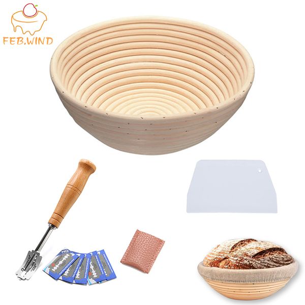 Baking Utensils Conjunto Incluir Pão Prova de Pão Cesta Plástico Cortador de Massa / Faca Slicer Pão Lame Toos Sourdough Prova Cesta 704 201023