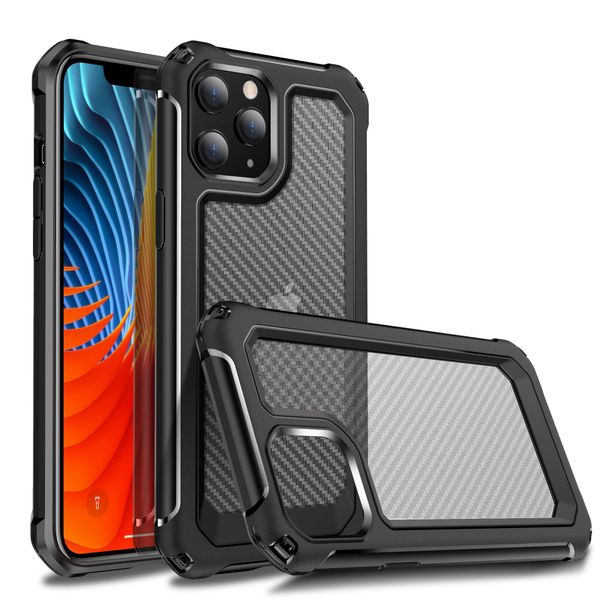 

carbon fiber tpu pc hybrid shockproof case for iphone 6 7 8 x xr 11 12 pro max