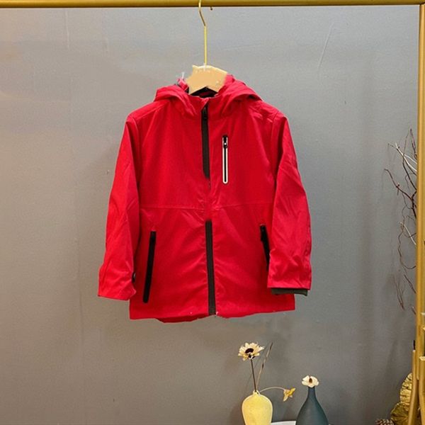 

new high-end children's clothing luxury fashion simple windproof waterproof stitching zipper hooded design jacket jacket ing, Blue;gray