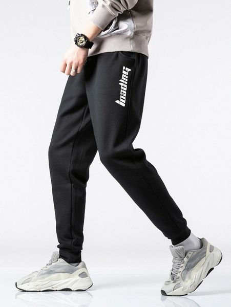

men letter pattern sweatpants 380o#, Black