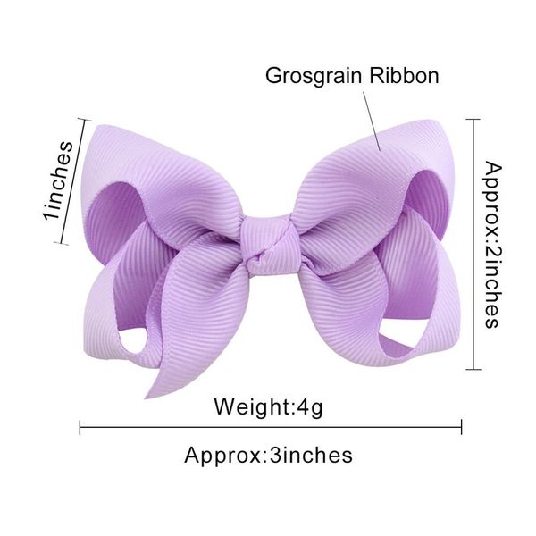 

40pcs/lot 3 inch pure color summer style solid ribbon bows with hair clips boutique kids hair accessories 563 lj201226, Slivery;white