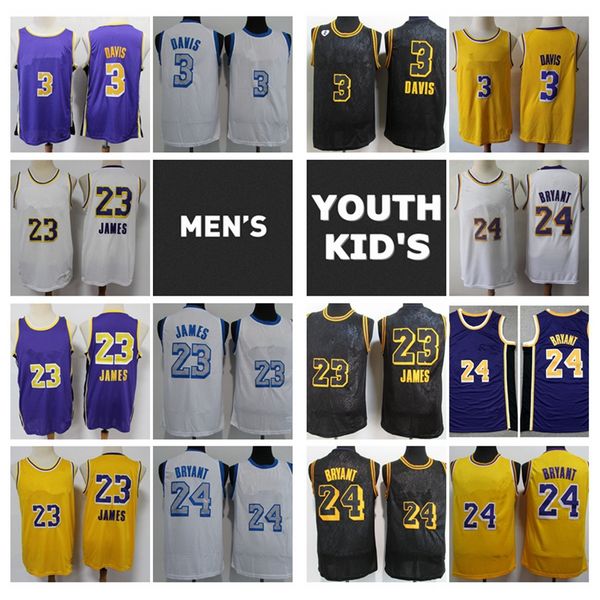 

mens youth kids city 2021 edition white black basketball jersey los angele 23 anthony 3 davis mamba james stitched jersey with real logo tag, Black;red