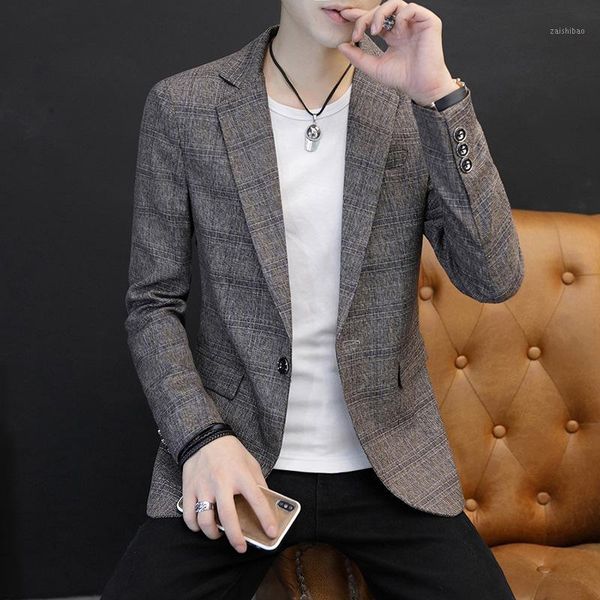 

hoo spring of 2020 the new suit, cultivate one's morality men's implicit grid youth fashion suits1, White;black