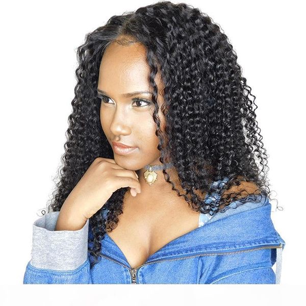 

brazilian kinky curly lace frontal human hair wigs malaysian indian 100% human hair natural color density 150% 10-20 inch, Black;brown