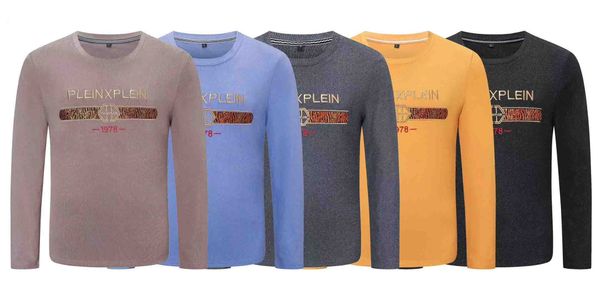 

men's long-sleeved t-shirt, round neck sweater, embroidery, autumn and winter, bottoming shirt, youth trend, new autumn clothes, Black