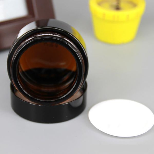 Brown Amber Glass Creme Frasco Preto LID 515 30 50 100g Cosmetic Jar Embalagem De Embalagem De Cream Ef4293