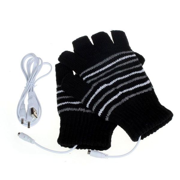 

5v usb powered heating heated winter hand warmer gloves washable bk, Blue;gray