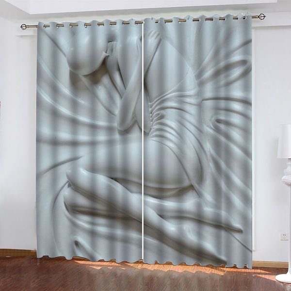 

morden relief white beauty curtains 3d curtain printing blockout polyester p drapes fabric for room personality curtains