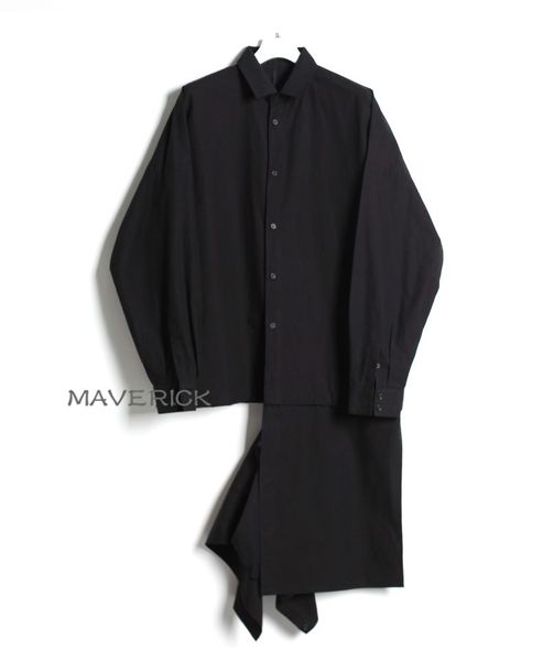 

2021 s-6xl new personality long cleft man's korean version loose robe fake two-piece double-wear shirt ua3o, Black