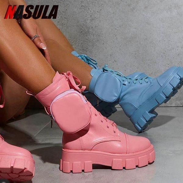 

nasula thick-soled pocket wallet short boots new zipper ankle boots versatile fashionable comfortable flat bottom women's shoes 201031, Black