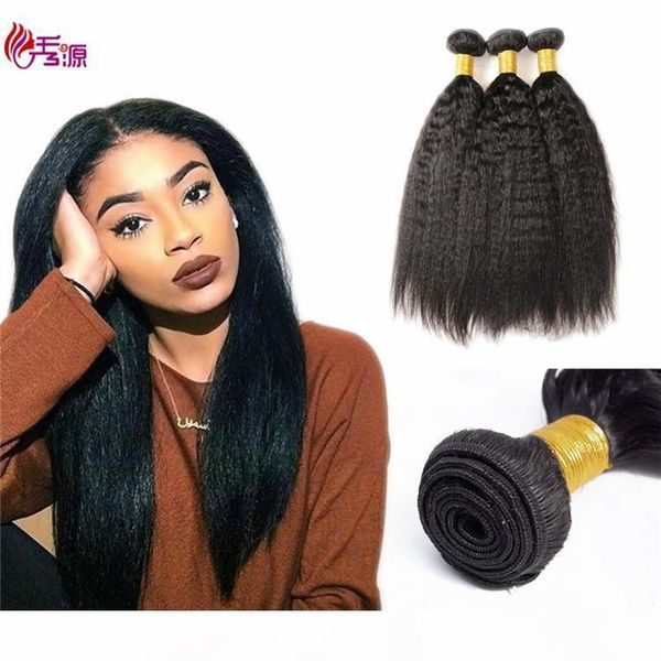

xiuyuanhair natural color 100 unprocessed virgin remy human hair bundles double weft unprocessed kinky straight virgin human hair bundles, Black