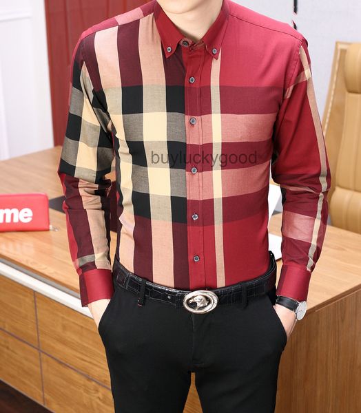 

men's dress shirts designers menswear fashion society red check men solid color business casual long sleeve -3xl, White;black