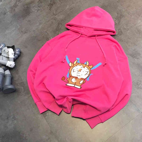 

2022 factory wholesale new spring blue embroidery loose couple fashion terry long sleeved hoodie, Black