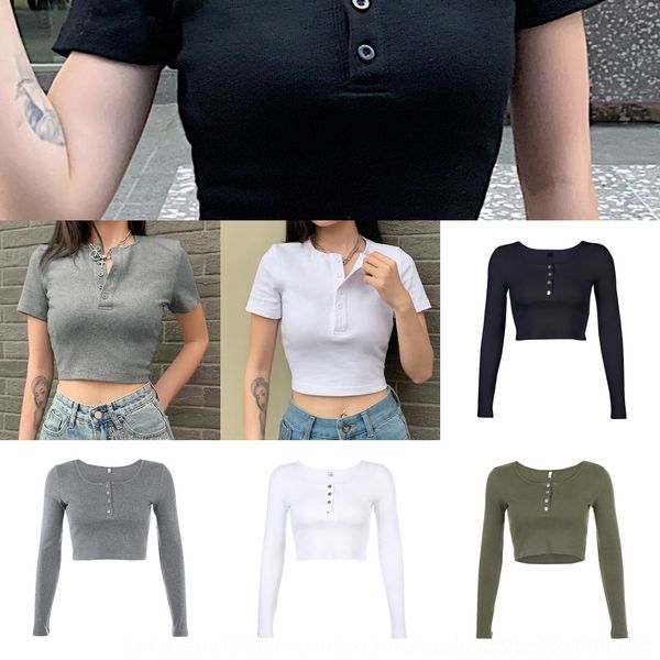 

r9aao new style street sin open with waist t-shirt exposed solid color t-shirt shortsshorts and shorts half summer collar short f navel s, White