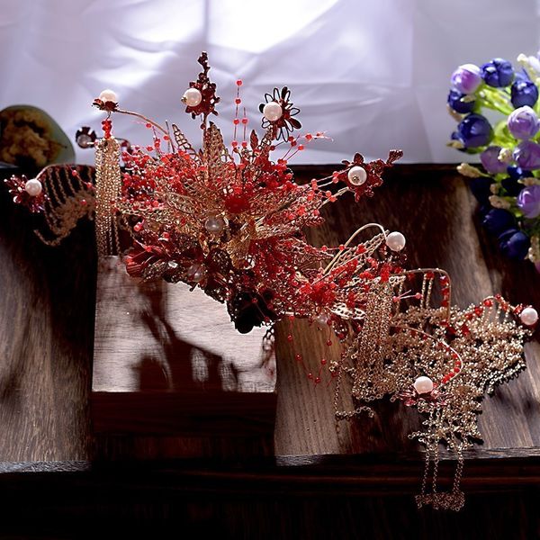 

nnew hanfu crown round face bride 2020 xiuhe hair ornament exaggeration show kimono headdress elegant woman, Silver