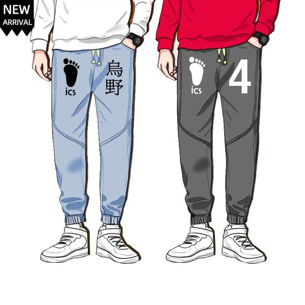

haikyuu vbc printing women denim pants couple streetwear anime sweatpants men jeans cargo pants plus szie cartoon pantalones, Blue