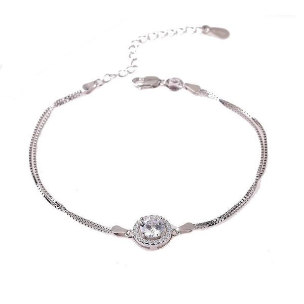 Gliederkette, Moissanit-Armband für Damen, 1 CT rund, 925er-Armband aus reinem Silber mit Zertifikat, edler Schmuck11