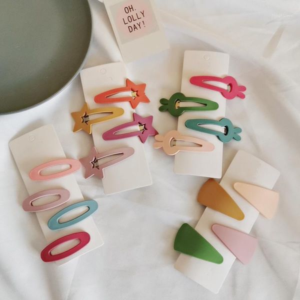 

hair accessories 4pcs/lot geometric for girls kids candy color matte clip children star hairpins barrettes headdress1, Slivery;white