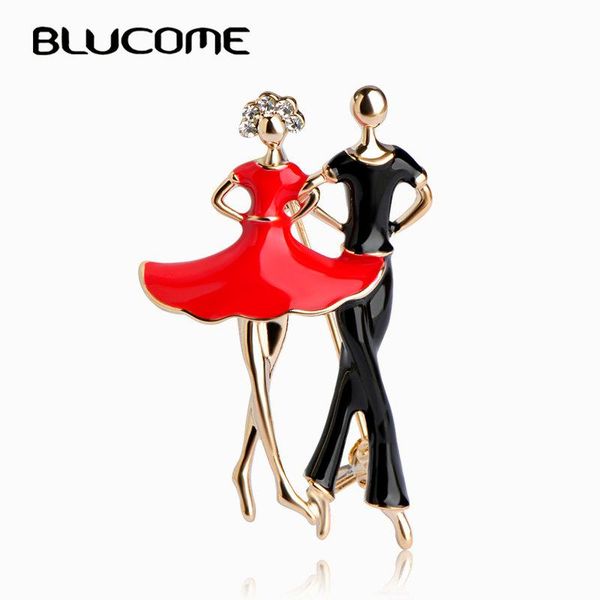 

pins, brooches blucome red enamel social dancing women men brooch gold-color pins for shoulder scarf suit clips clothes decoration jewelry c, Gray